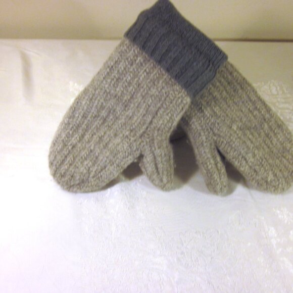 Winter knitted MITTENS FLEECE LINED RIBBED CUF GRAY UNISEX GOOD CONDITION USED - Picture 12 of 15